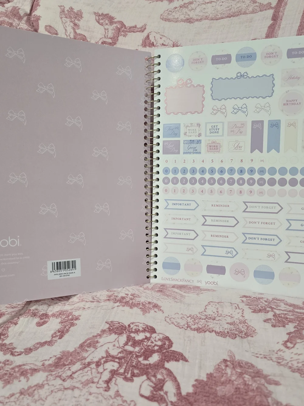 LoveShackFancy Pink and Gold Floral Spiral Planner 2026–2027